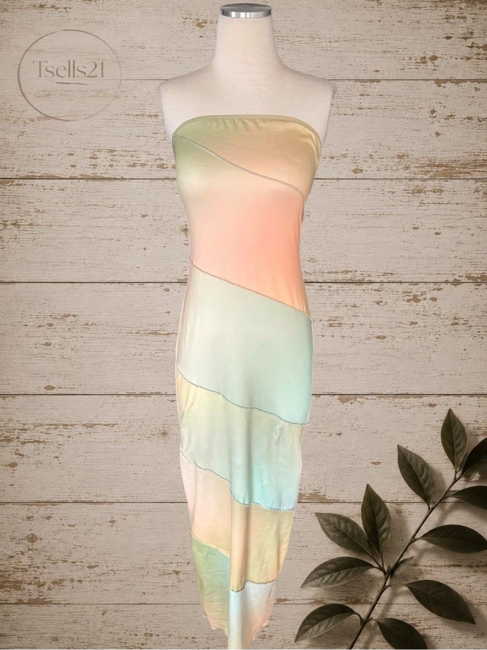 SHEIN Pastel Gradient Strapless Bodycon Maxi Dress - Size S